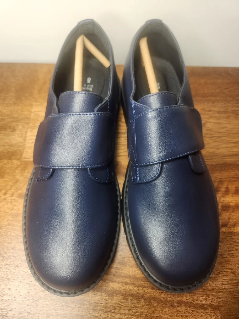 Big Kids Navy Leather Slip-On Shoes Size 5